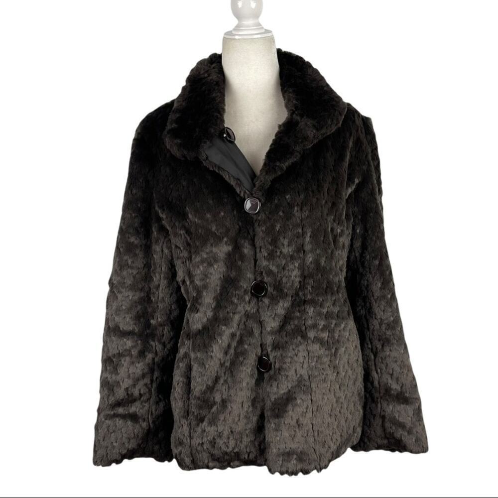 Platinum Utex Women’s Reversible Faux Fur Brown Winter Jacket Coat Size Medium